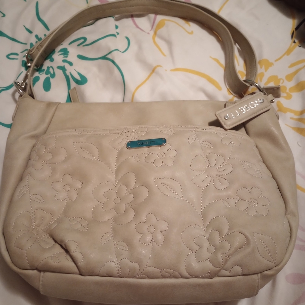 Rosetti Cream Shoulder Bag with Embossed Floral Design